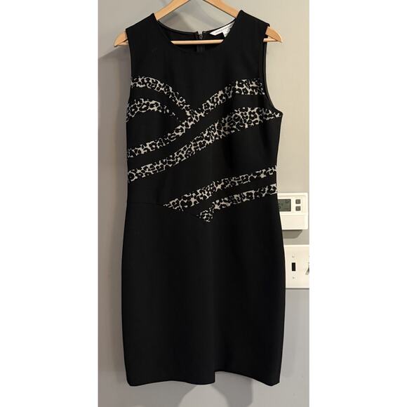Diane von Furstenberg Dress Marcia‎ Leopard Print Ponte Pencil Size 12 Stretch - Picture 1 of 7